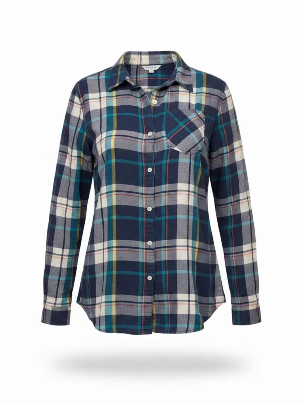 Old Navy Navy Plaid Shirt with Teal & Cream Stripes
